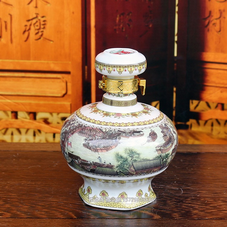 1斤装清明上河图陶瓷酒坛套装