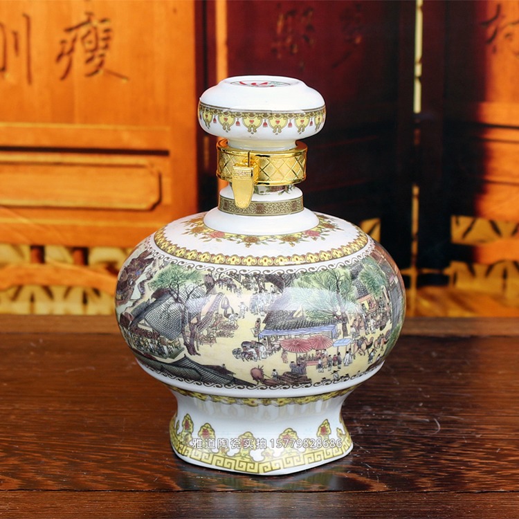 1斤装清明上河图陶瓷酒坛套装