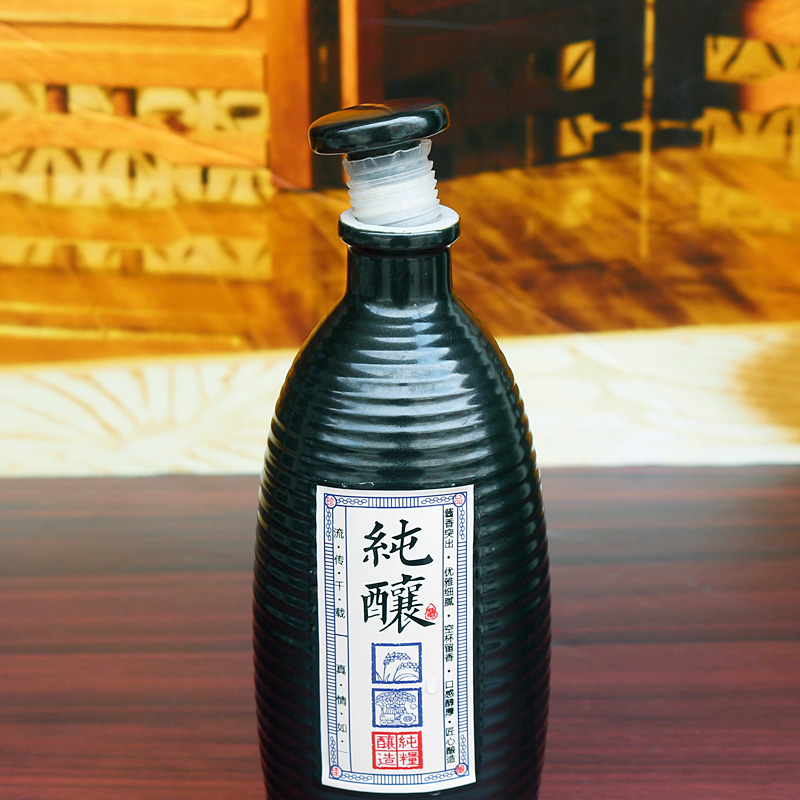 景德镇1斤纯酿黑色陶瓷酒坛6瓶装