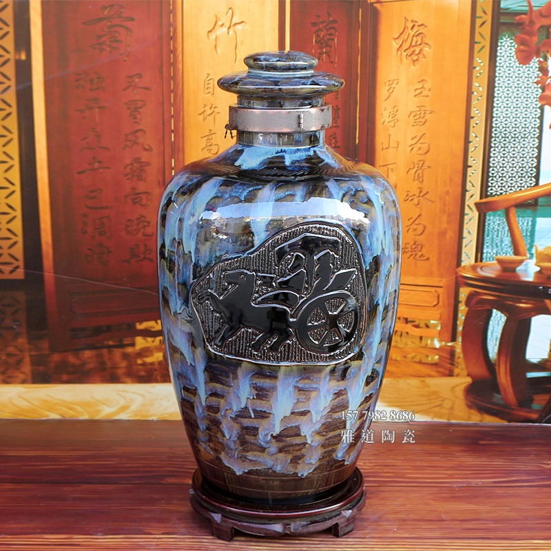 60斤100斤珍藏高温颜色釉酒坛