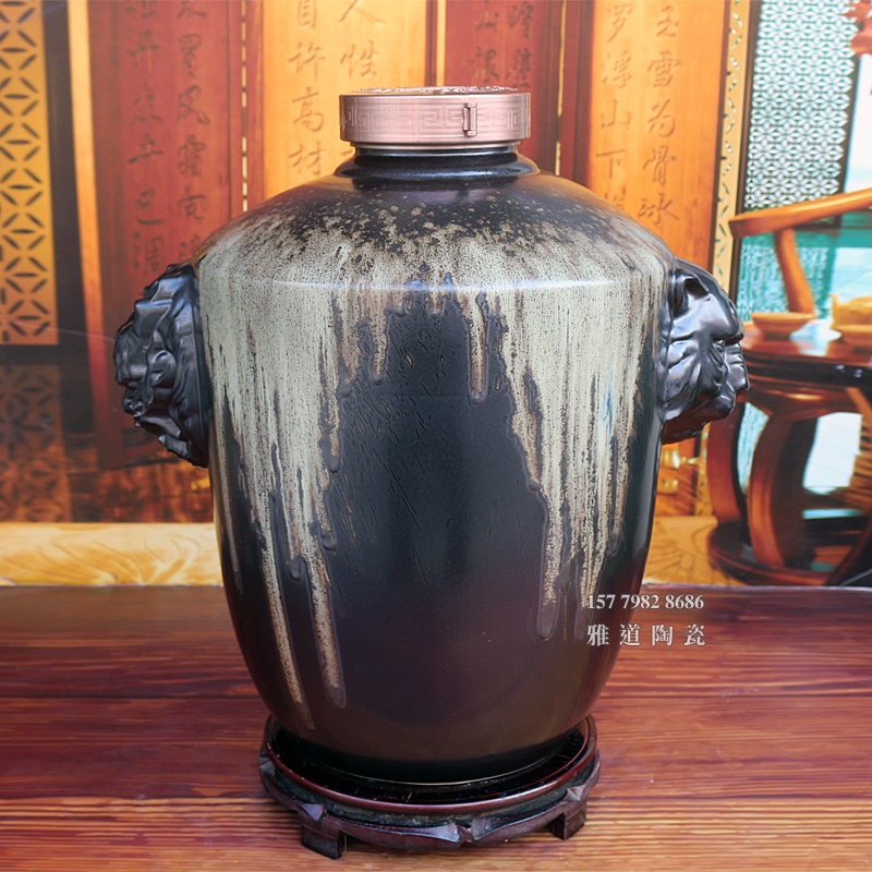 景德镇50斤装龙虎窑变私藏高档酒坛