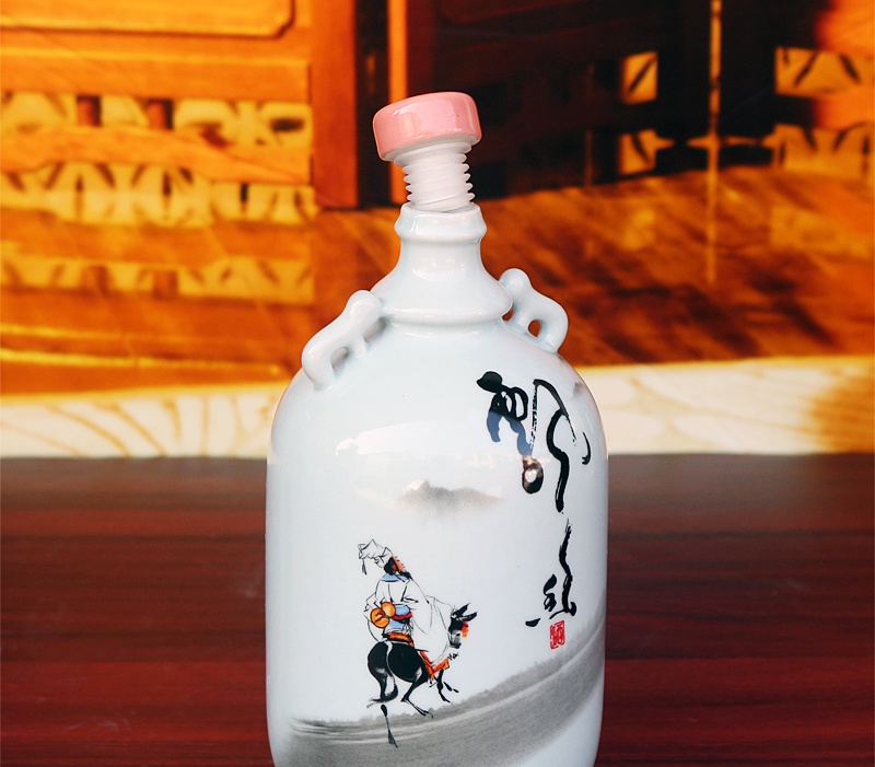 1斤装飘香双耳带杯陶瓷酒坛