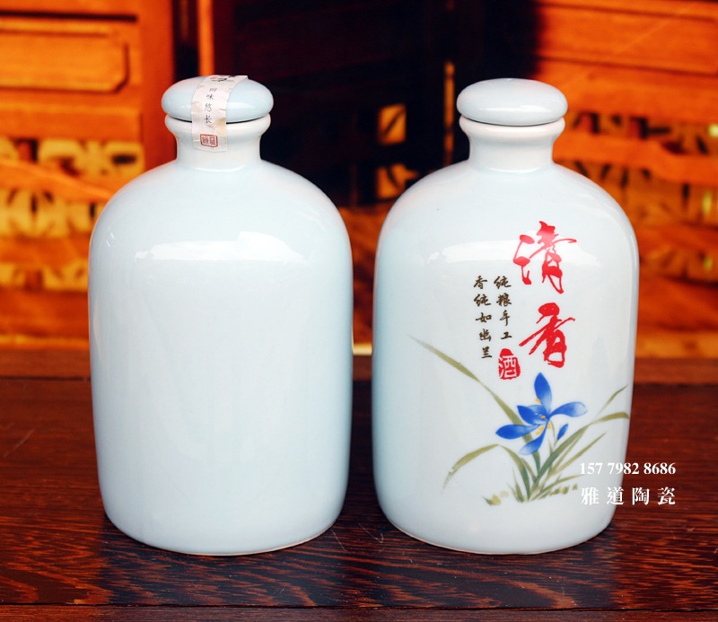 景德镇1斤兰花清香陶瓷酒坛套装