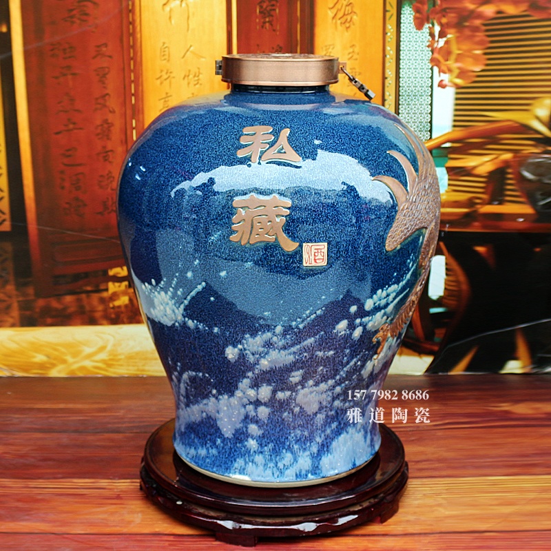 100斤纯手工雕刻大展宏图陶瓷酒坛