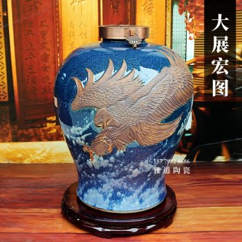 100斤纯手工雕刻大展宏图陶瓷酒坛