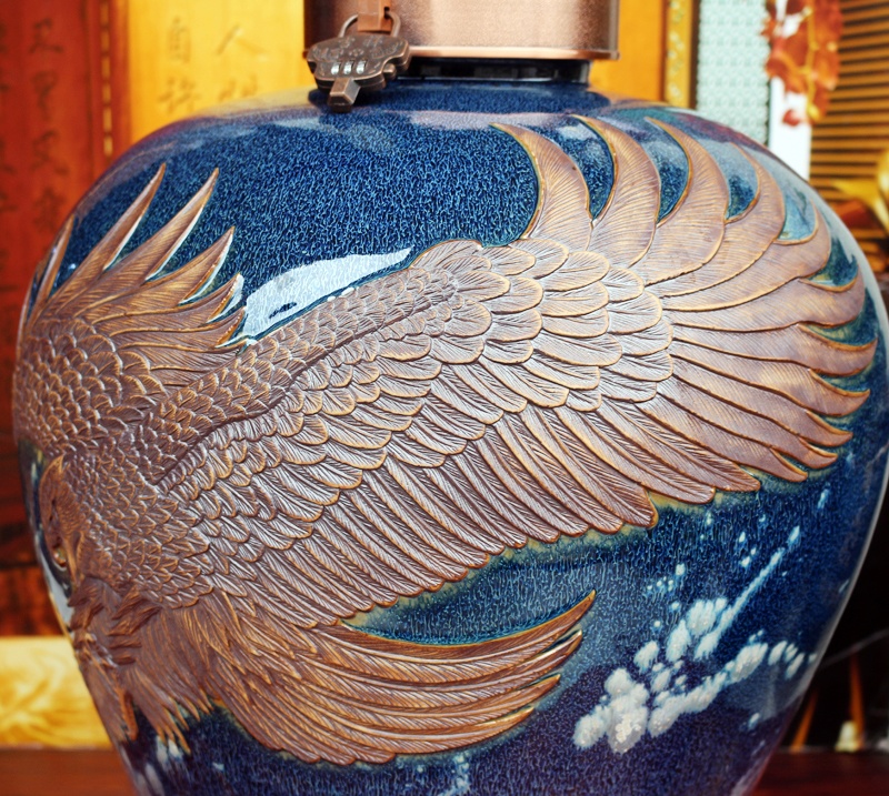 100斤纯手工雕刻大展宏图陶瓷酒坛