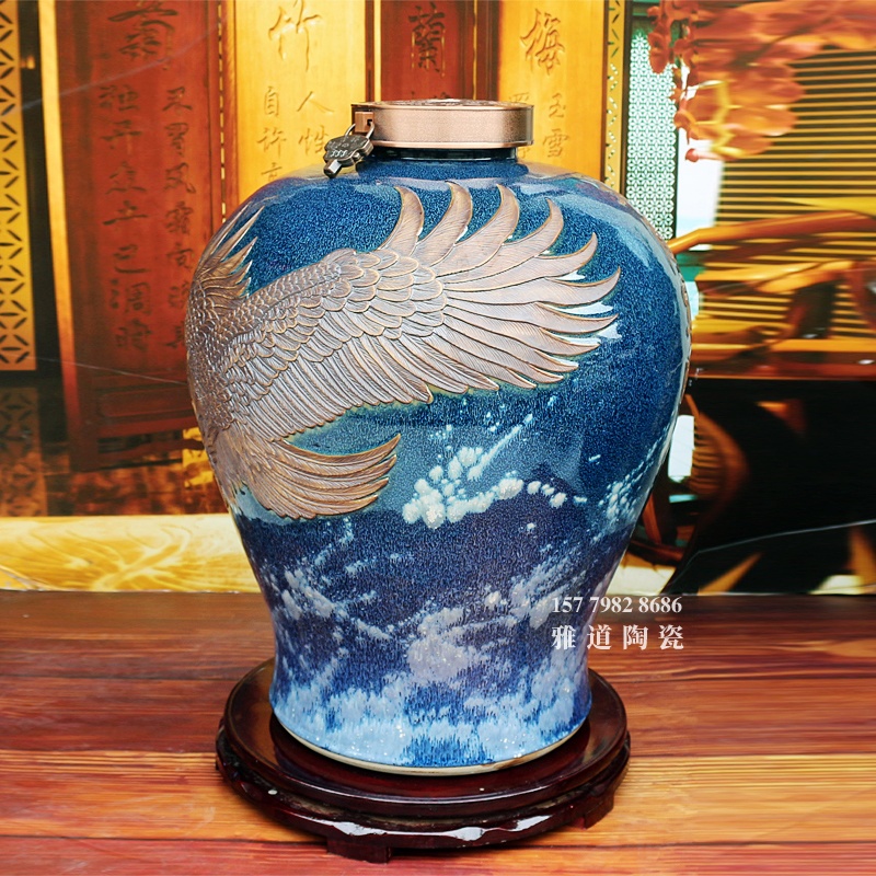 100斤纯手工雕刻大展宏图陶瓷酒坛