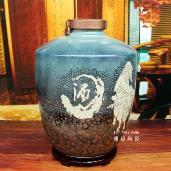 100斤泡泡釉雕刻老子出关密封装饰酒坛