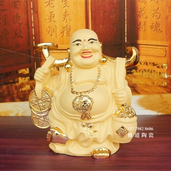景德镇7斤装扁担佛陶瓷酒坛礼盒