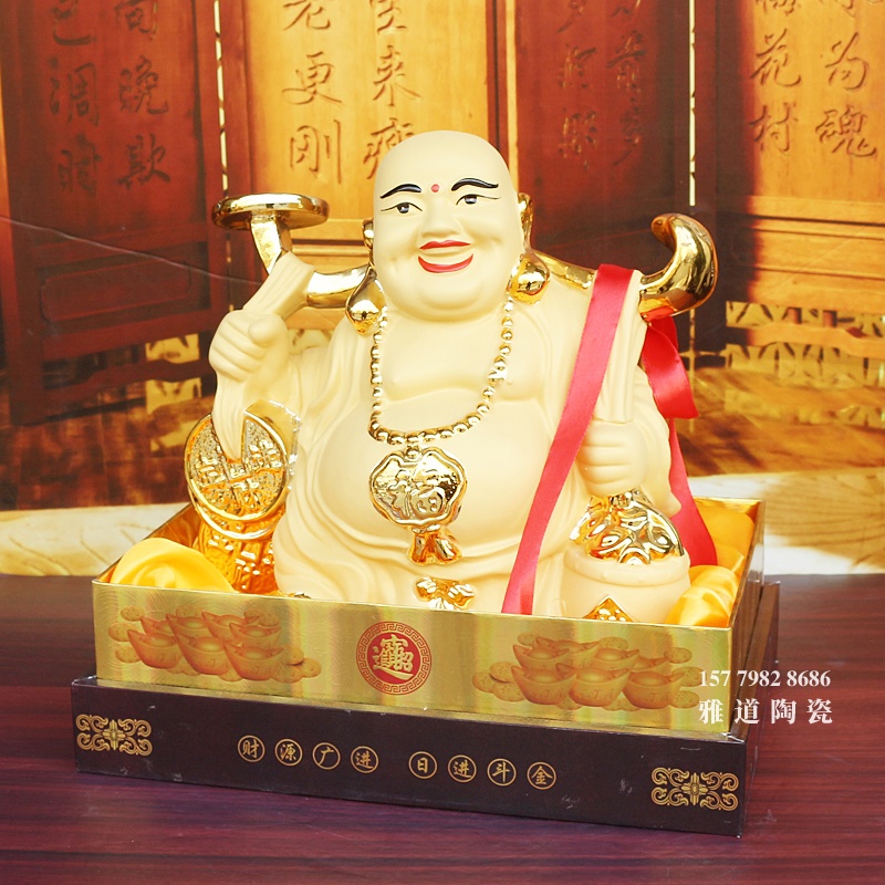 景德镇7斤装扁担佛陶瓷酒坛礼盒
