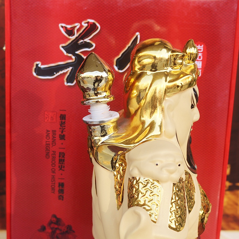 景德镇5斤10斤装关公镀金陶瓷酒坛