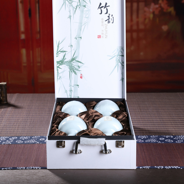 1斤装青釉浮雕竹子小酒坛4瓶套装