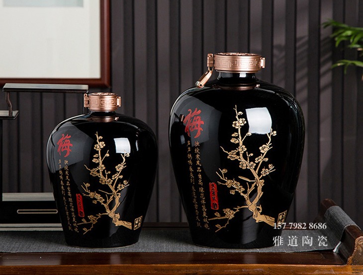 10斤装机雕梅兰竹菊乌金酒坛