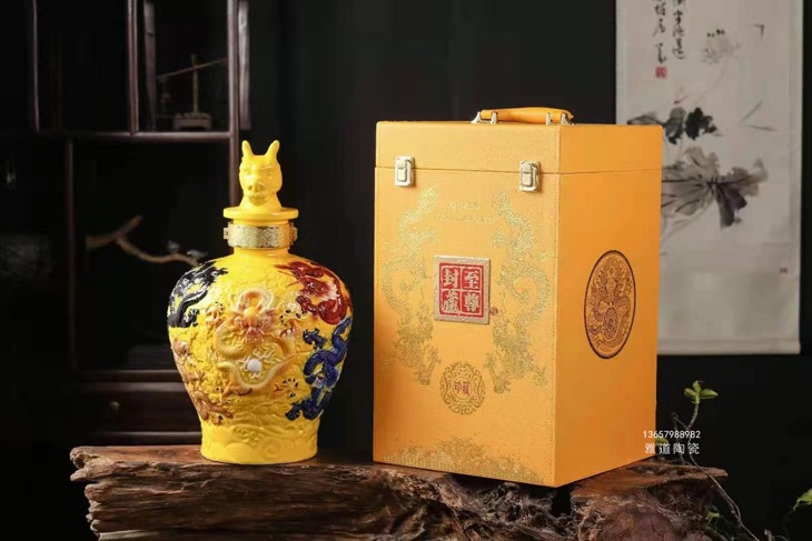 十斤五彩雕龙高档陶瓷酒坛礼品装