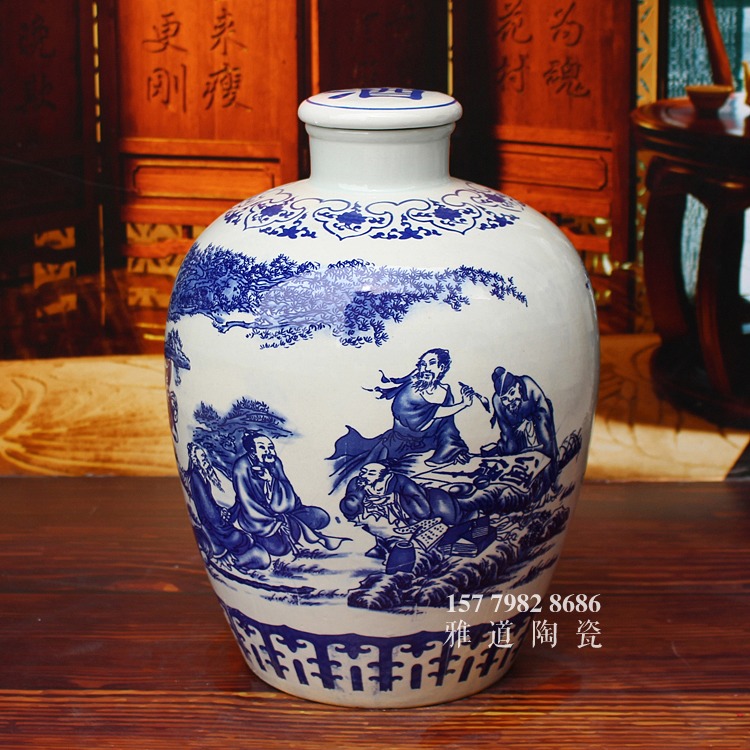 雅道青花50斤陶瓷酒坛批发