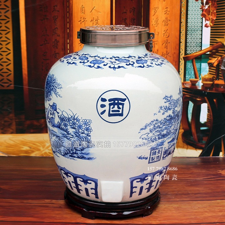 景德镇青花100斤150斤200斤装陶瓷酒坛