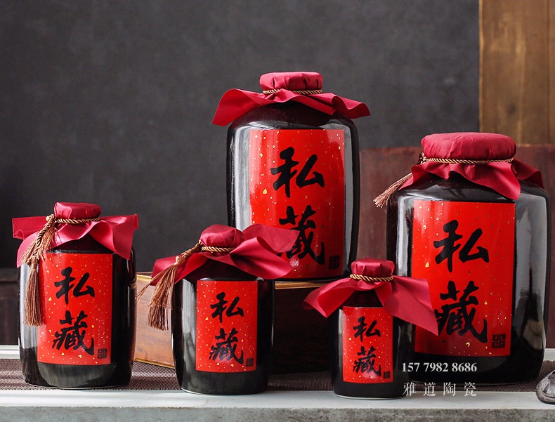1-10斤黑色直筒私藏陶瓷酒坛