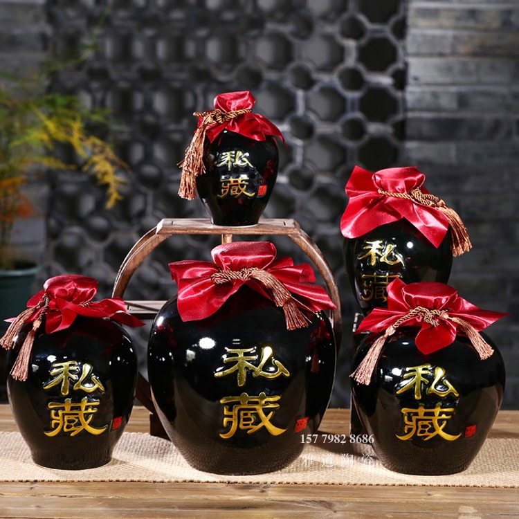 景德镇1斤至10斤黑色私藏酒坛子